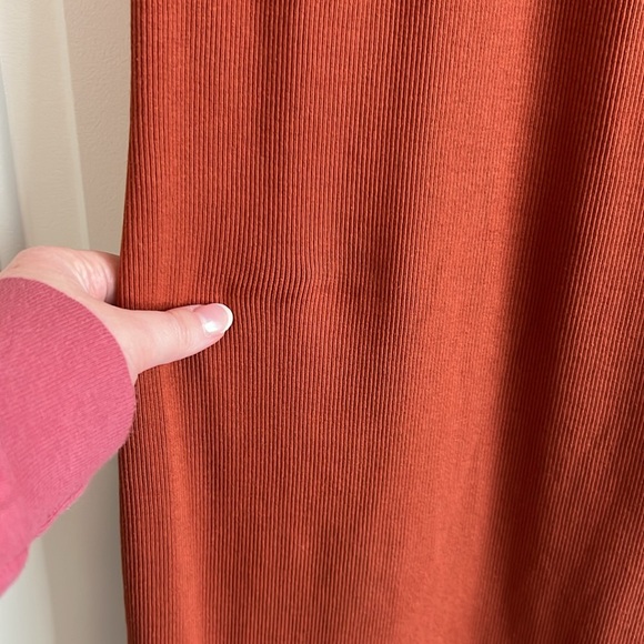 *WORN ONCE* Old Navy Fitted Ribbed Square-Neck Midi Dress [[Burnt Orange]] - Picture 3 of 5